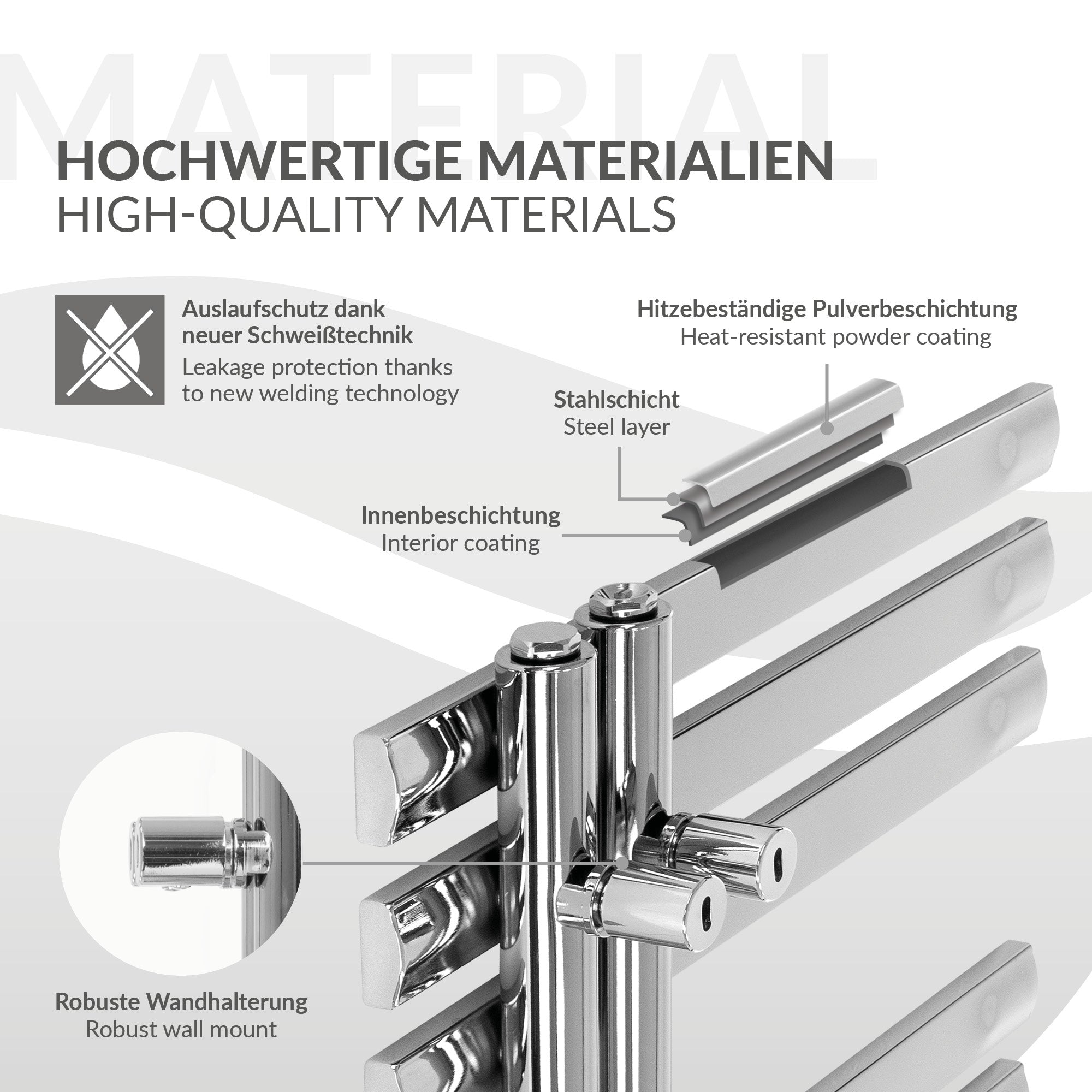 ECD Germany Heizungen radiateur sèche-serviettes chrome 500x1200 mm