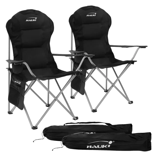 ECD Hauki chaise camping pliante noire lot de 2
