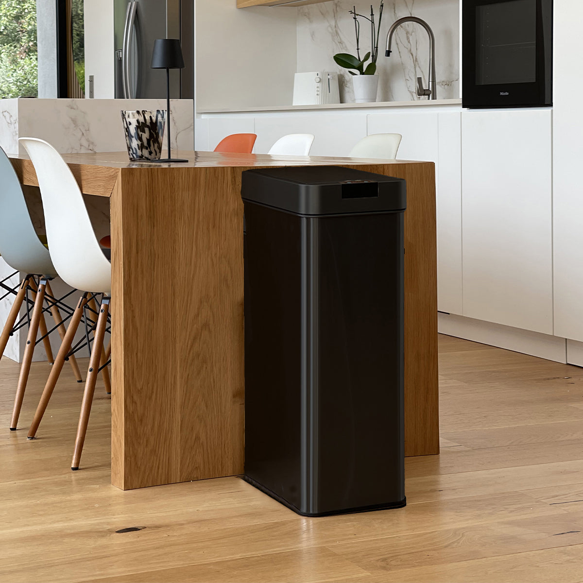 Red Deco Silverlake Black Poubelle Automatique 70L Inox Papillon