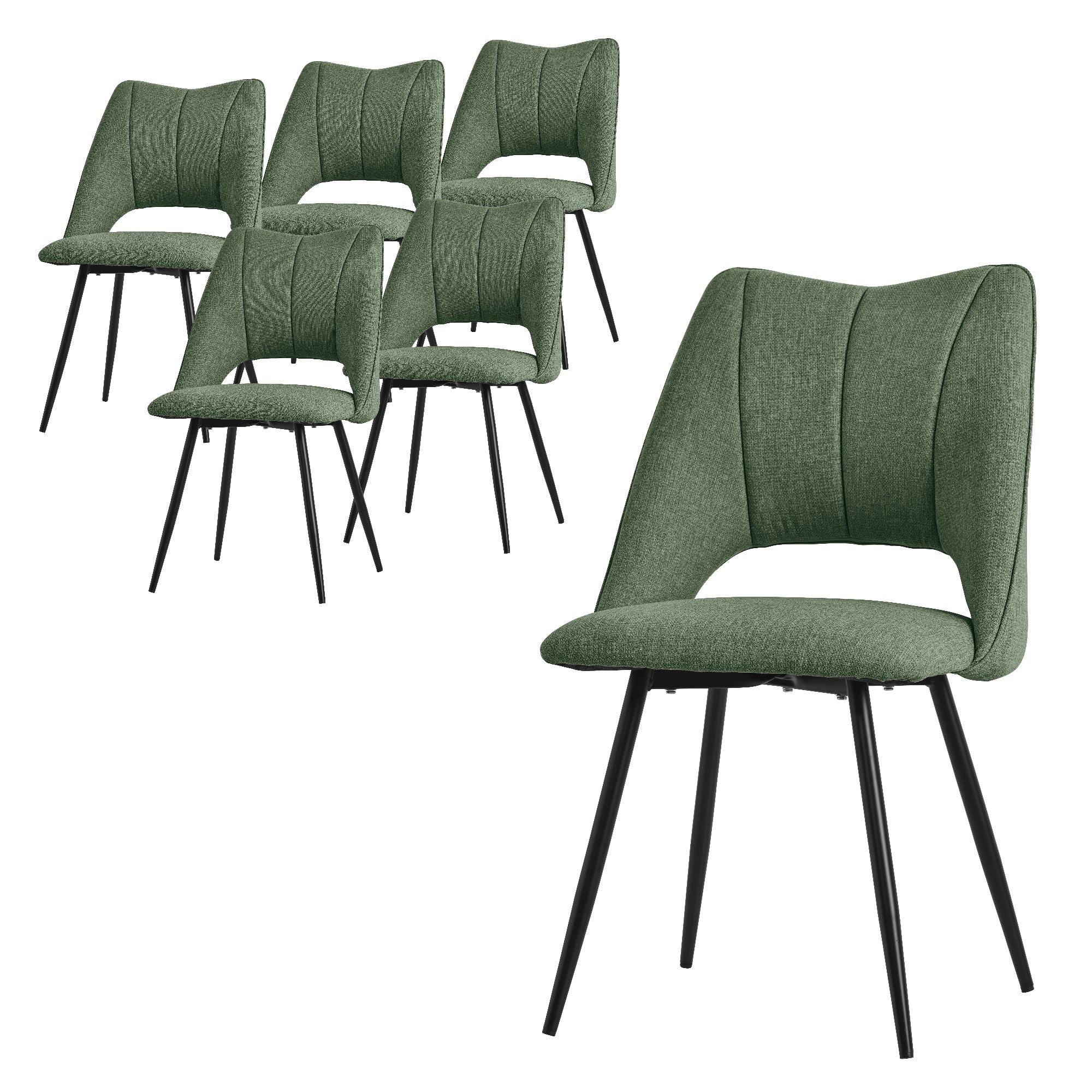ECD Möbel Chaise Salle à Manger Vert Lot de 6 Rembourrée