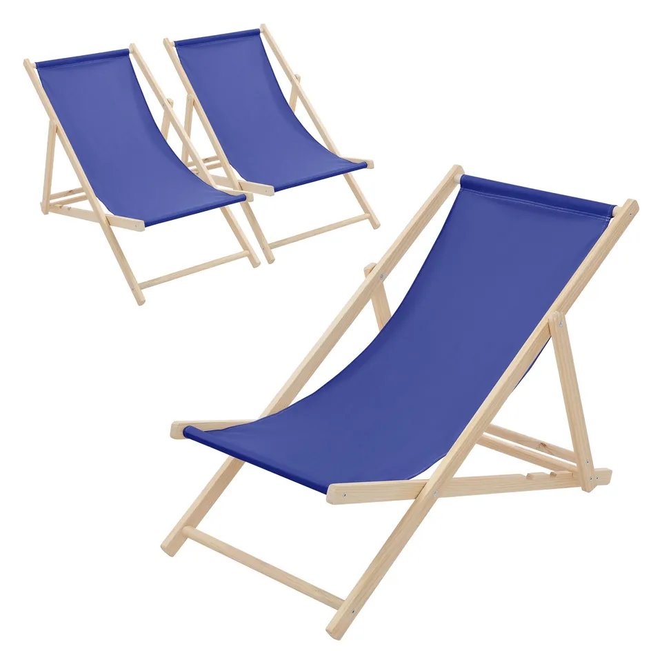 ECD Germany Sport & Freizeit transat bois bleu marine lot 3 dossier réglable