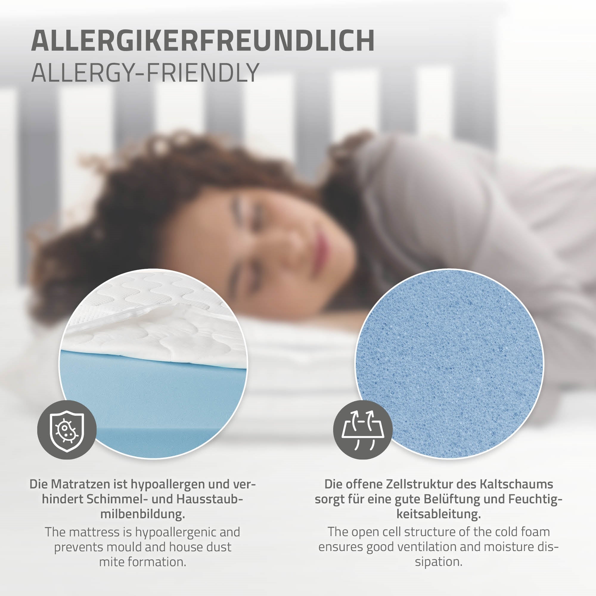 ECD Germany Möbel Lit 90x200 pin gris clair + matelas H-16