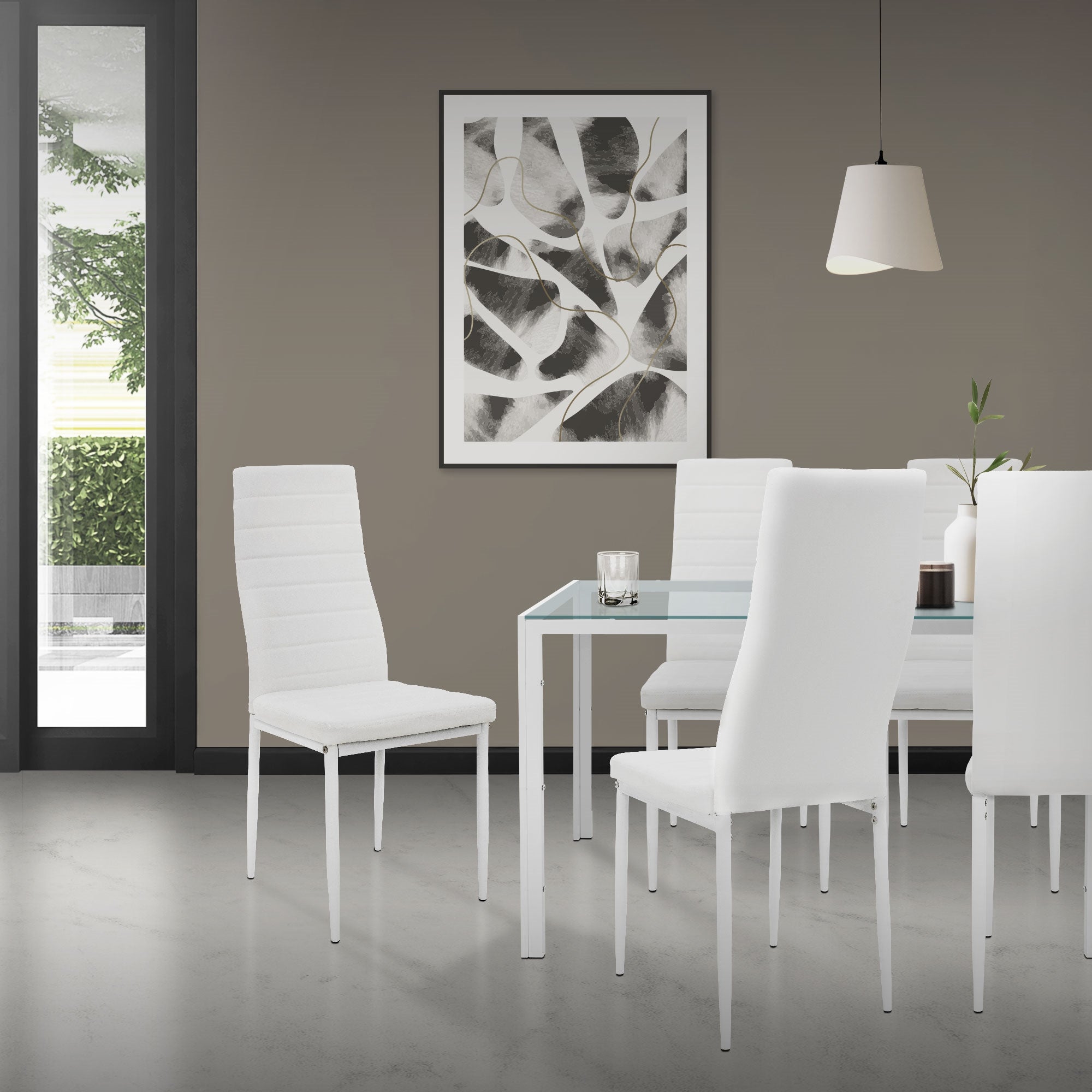 ECD Germany Möbel chaise similicuir blanc dossier haut x4
