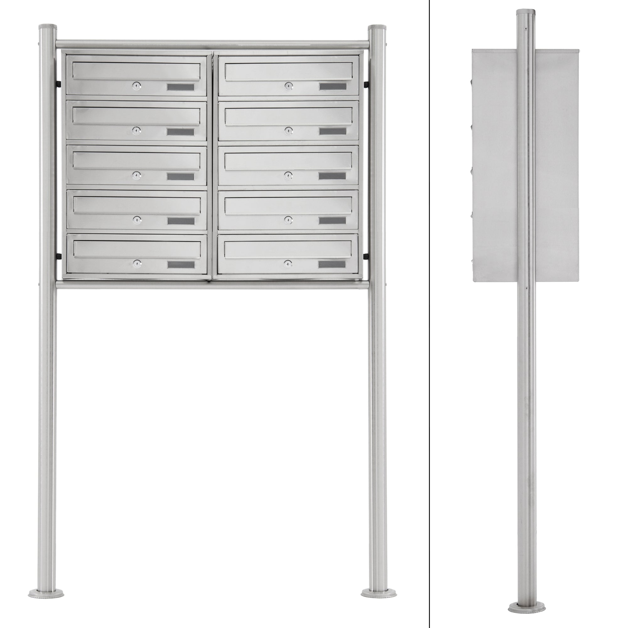 ECD Germany boîte aux lettres collective inox 10 cases sur pied