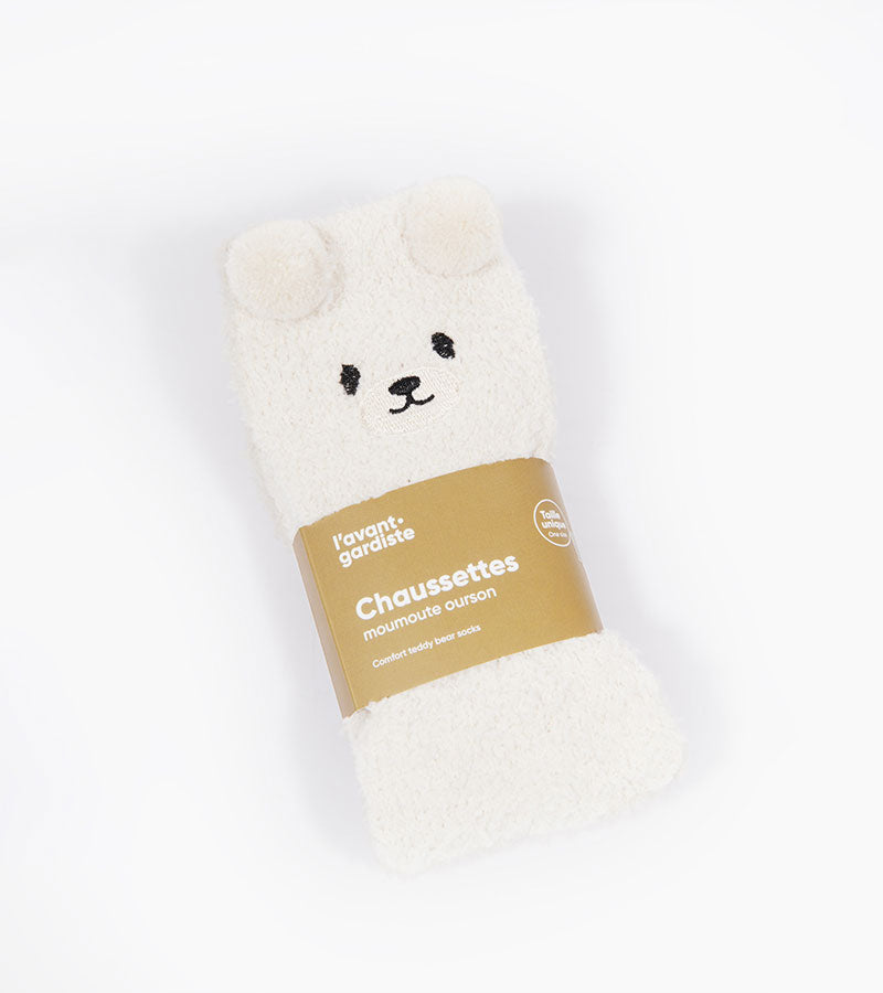 L'avant gardiste Lifestyle & Fun chaussettes Ourson moumoute beige