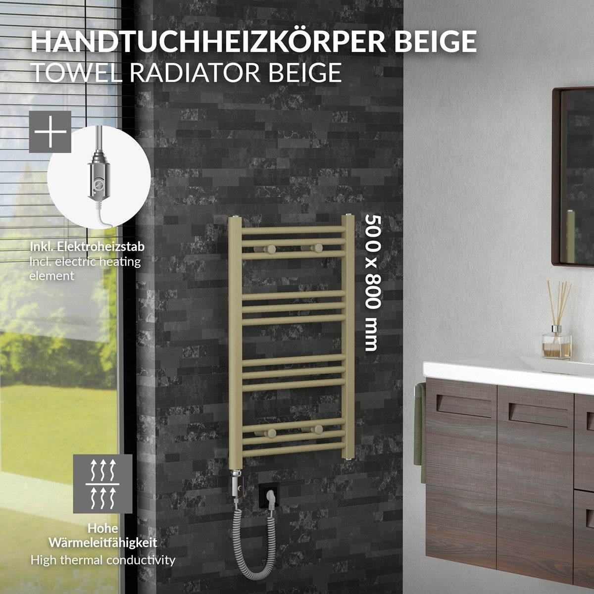 LuxeBath sèche-serviettes électrique Sahara beige 300W 50x80 cm