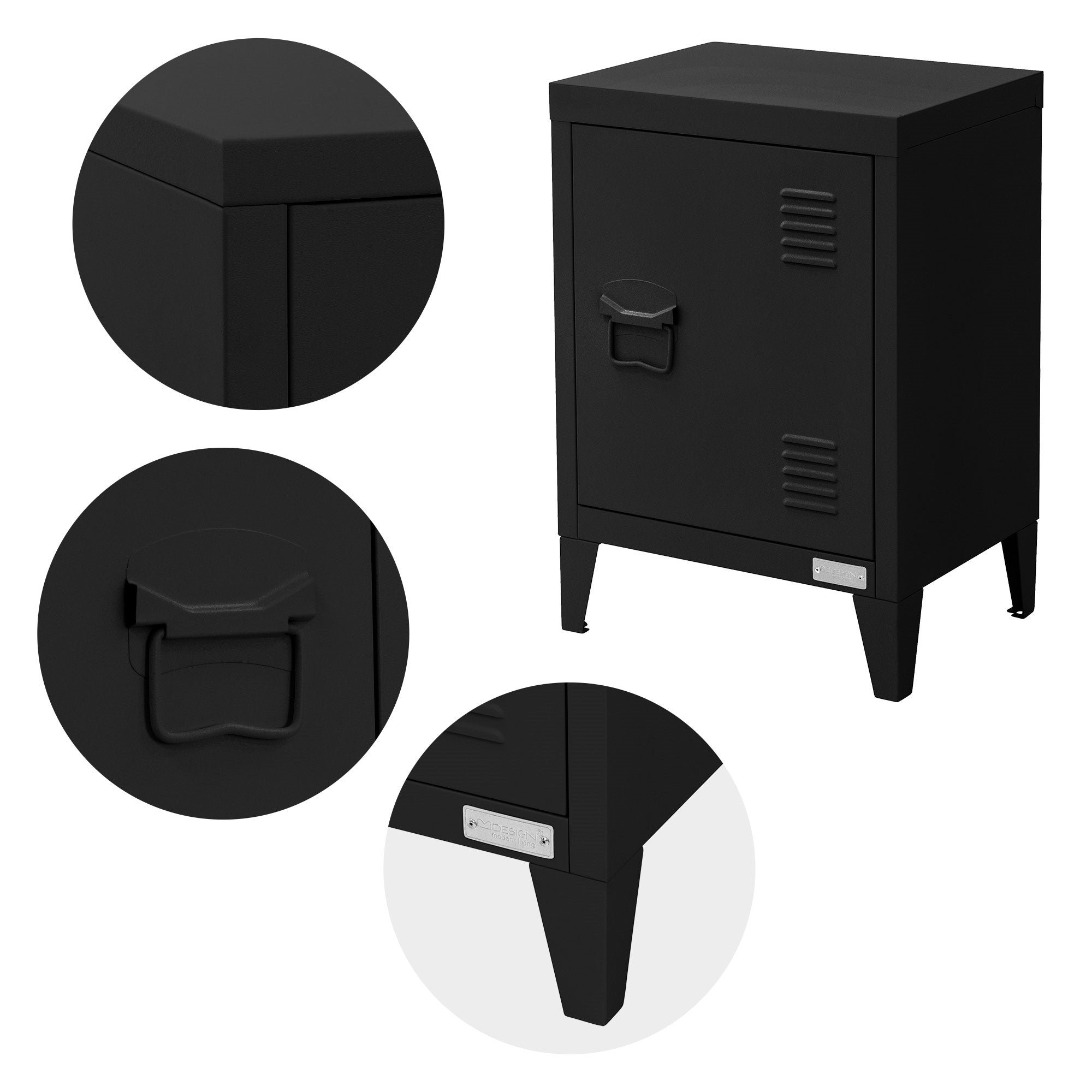 ML-Design table de chevet acier noire 40x30x58 cm