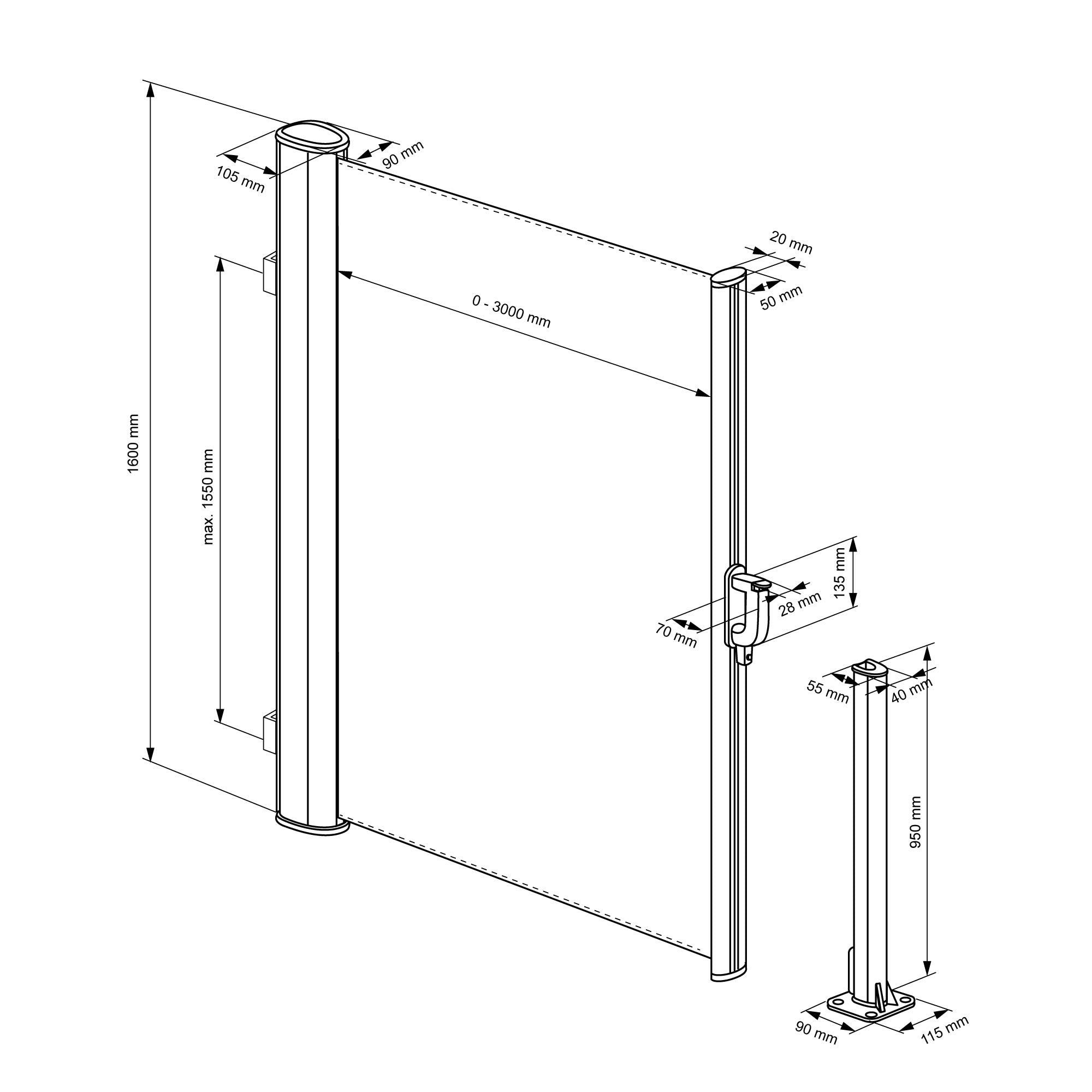 ECD Garten Brise-Vue Rétractable 160x300 cm Anthracite