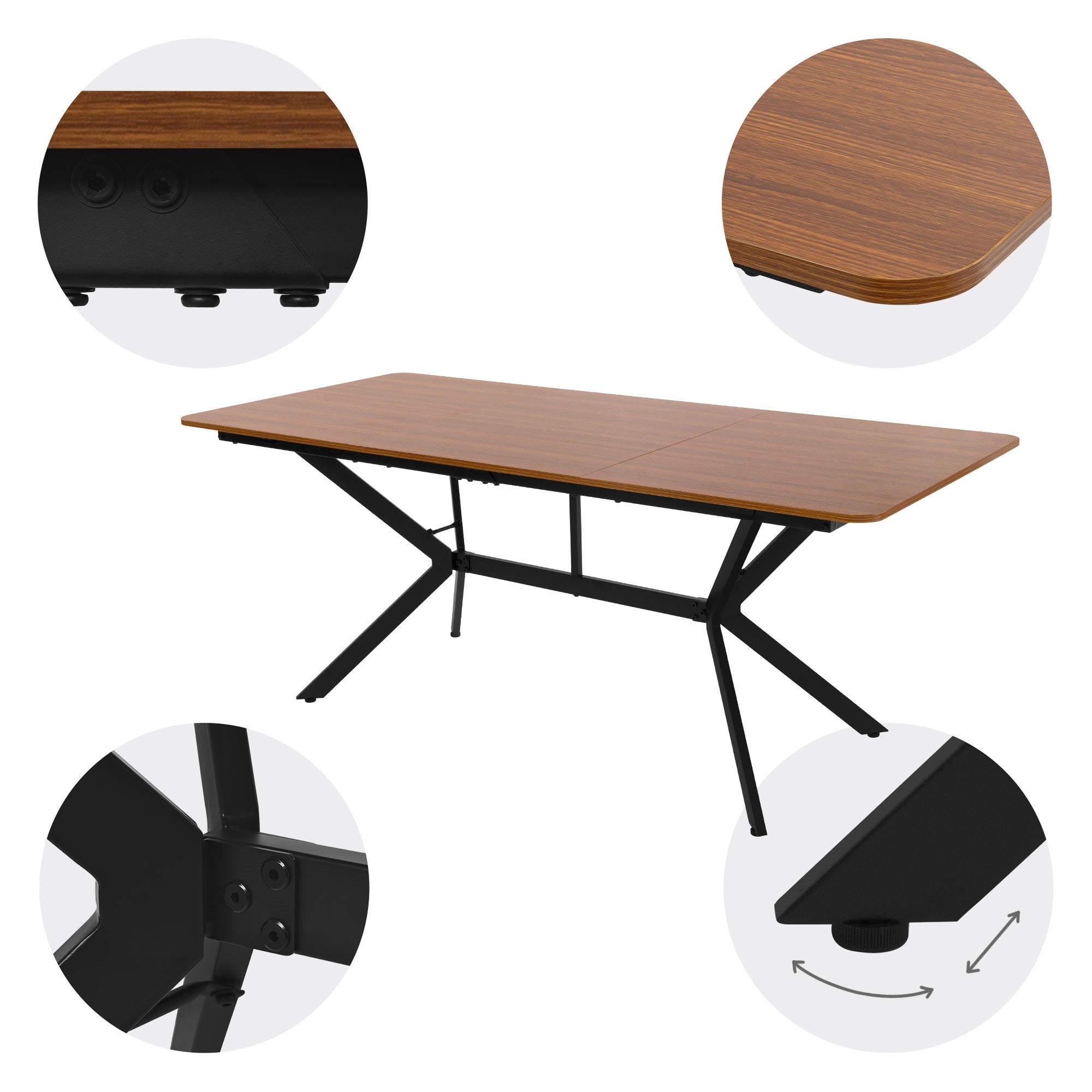 ECD Germany Möbel table à manger bois 180 cm marron foncé