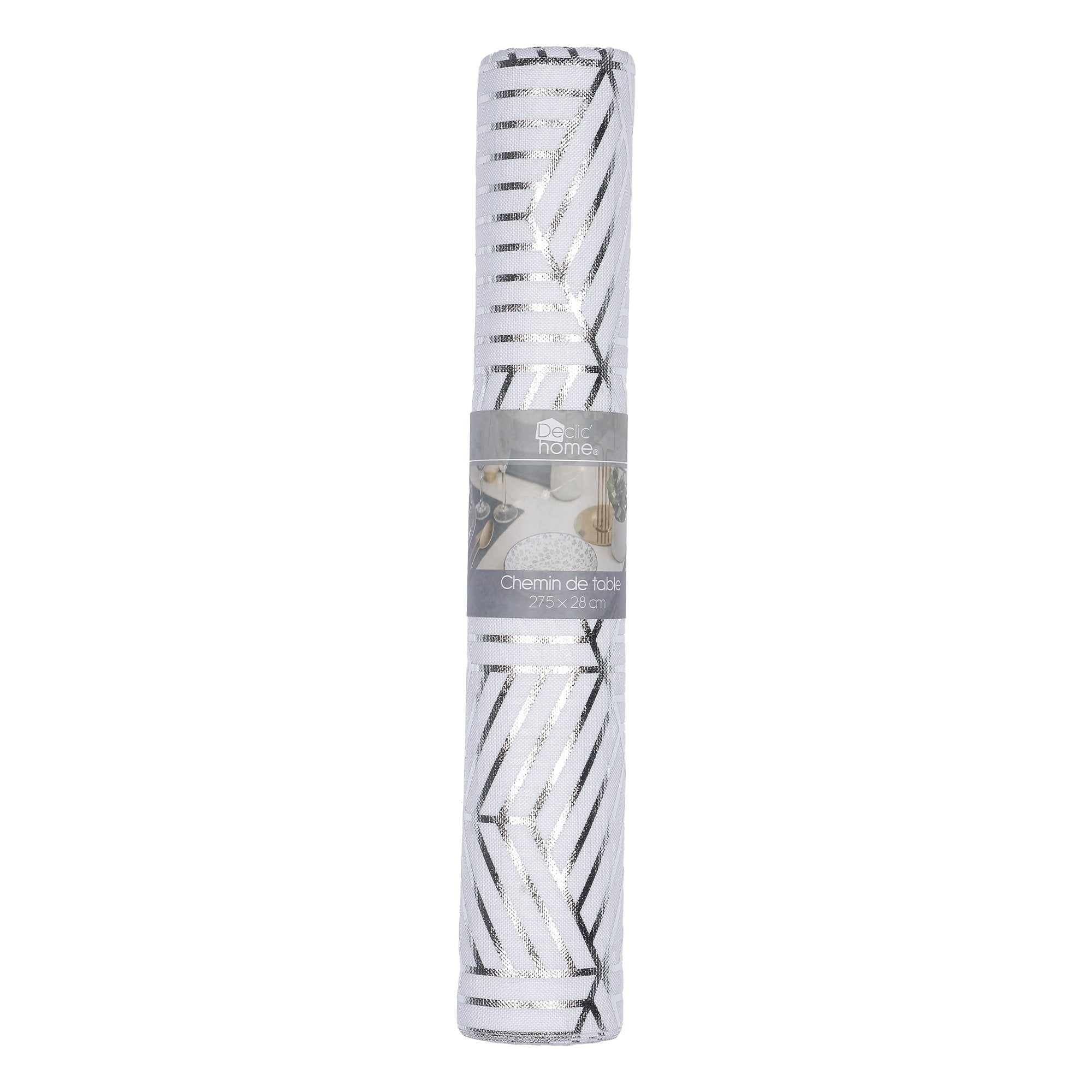 Stokomani Maison Chemin de table polyester argenté fête