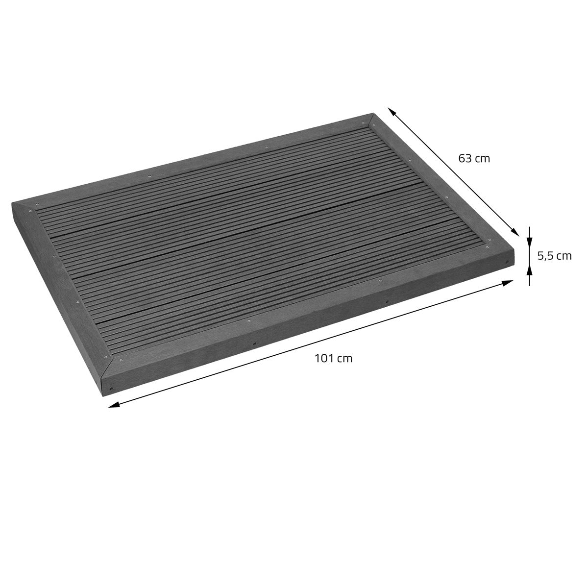 ECD Germany Garten caillebotis douche WPC 101x63 cm gris
