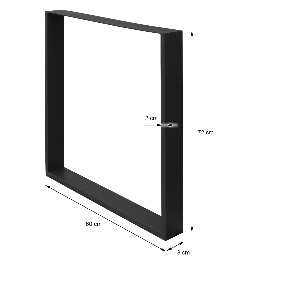 ECD Germany Möbel pieds table U 60x72 cm noir acier lot 2