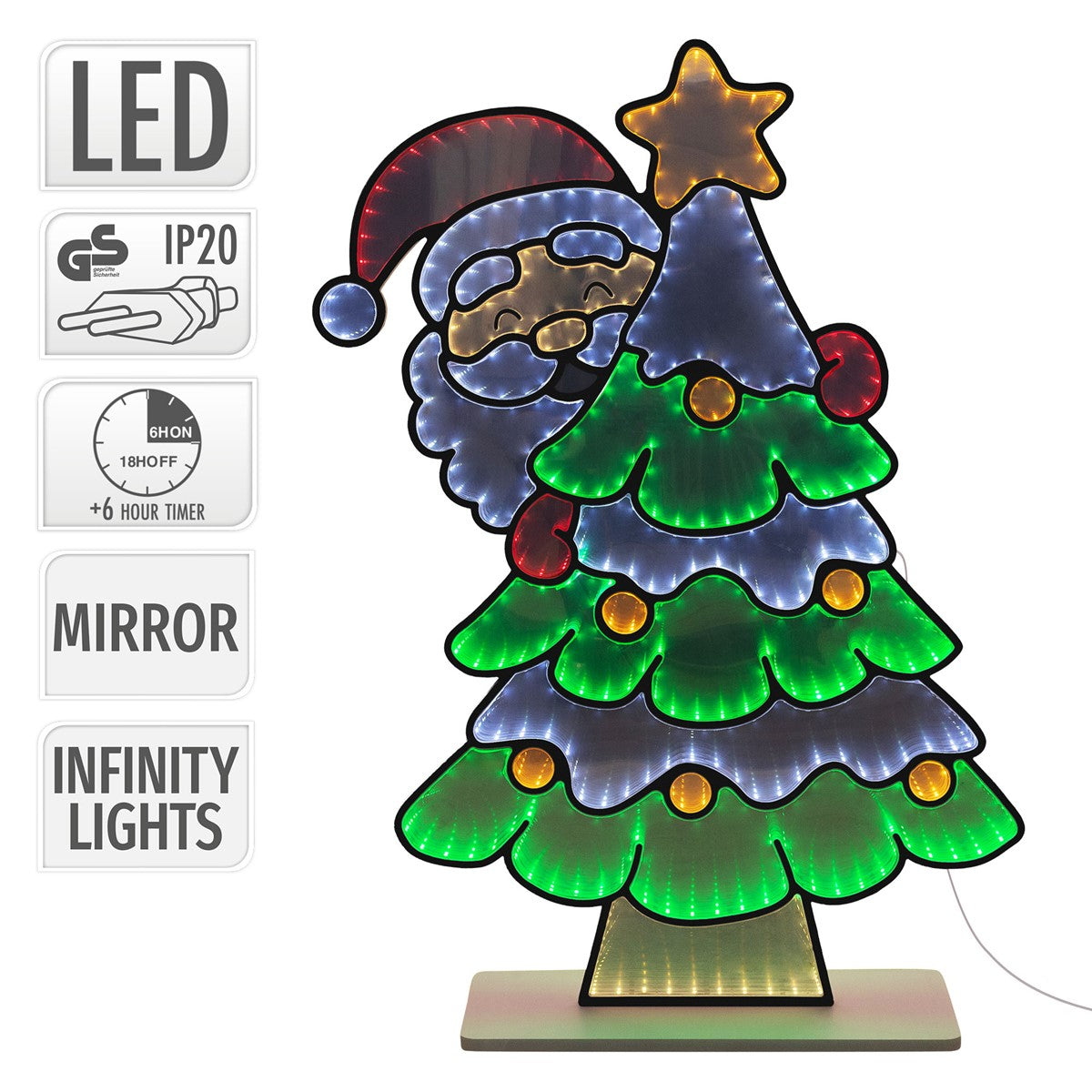 ECD Germany sapin Noël LED 58x80 cm miroir infini Père Noël