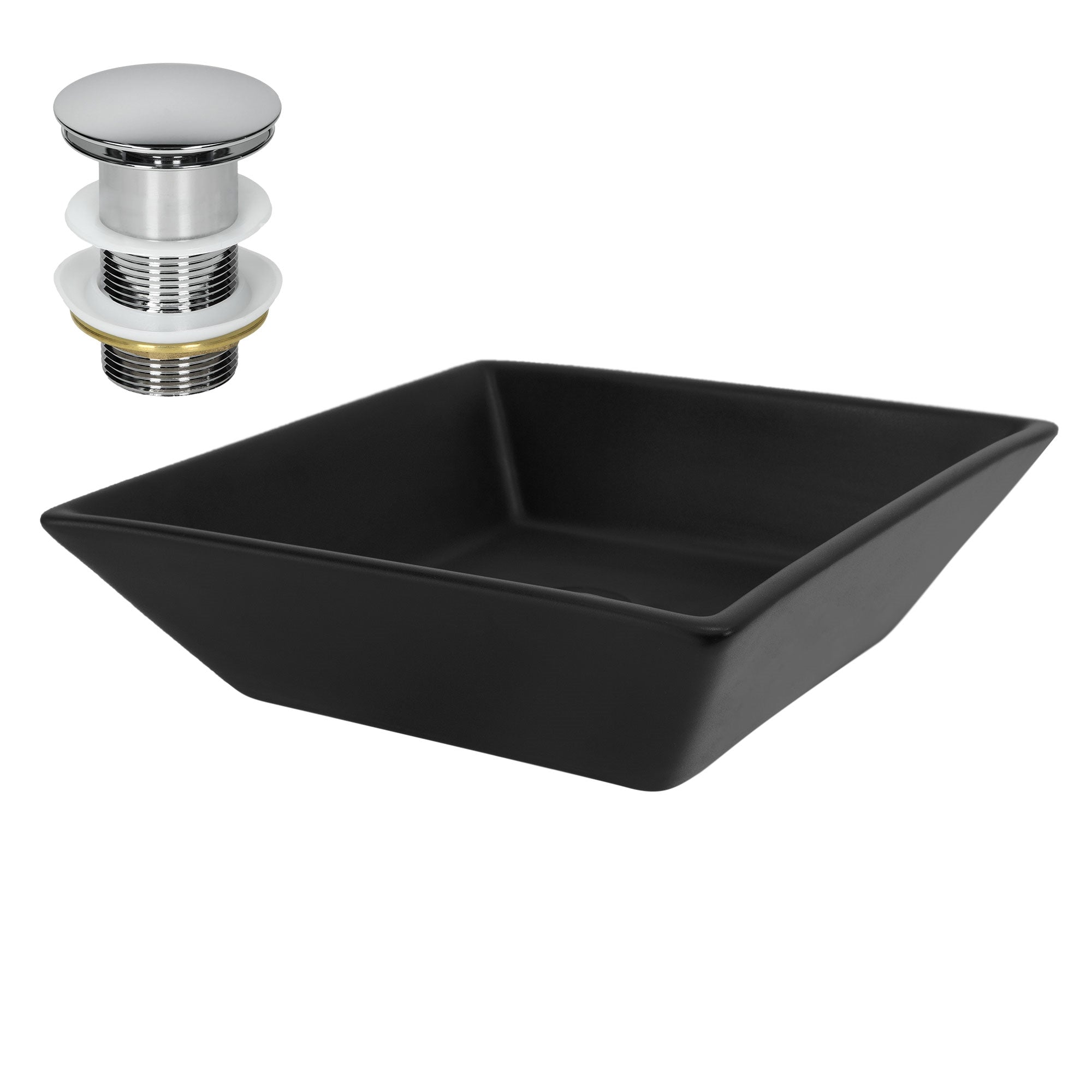 ECD Germany Sanitär vasque à poser noire 41 cm céramique + bonde