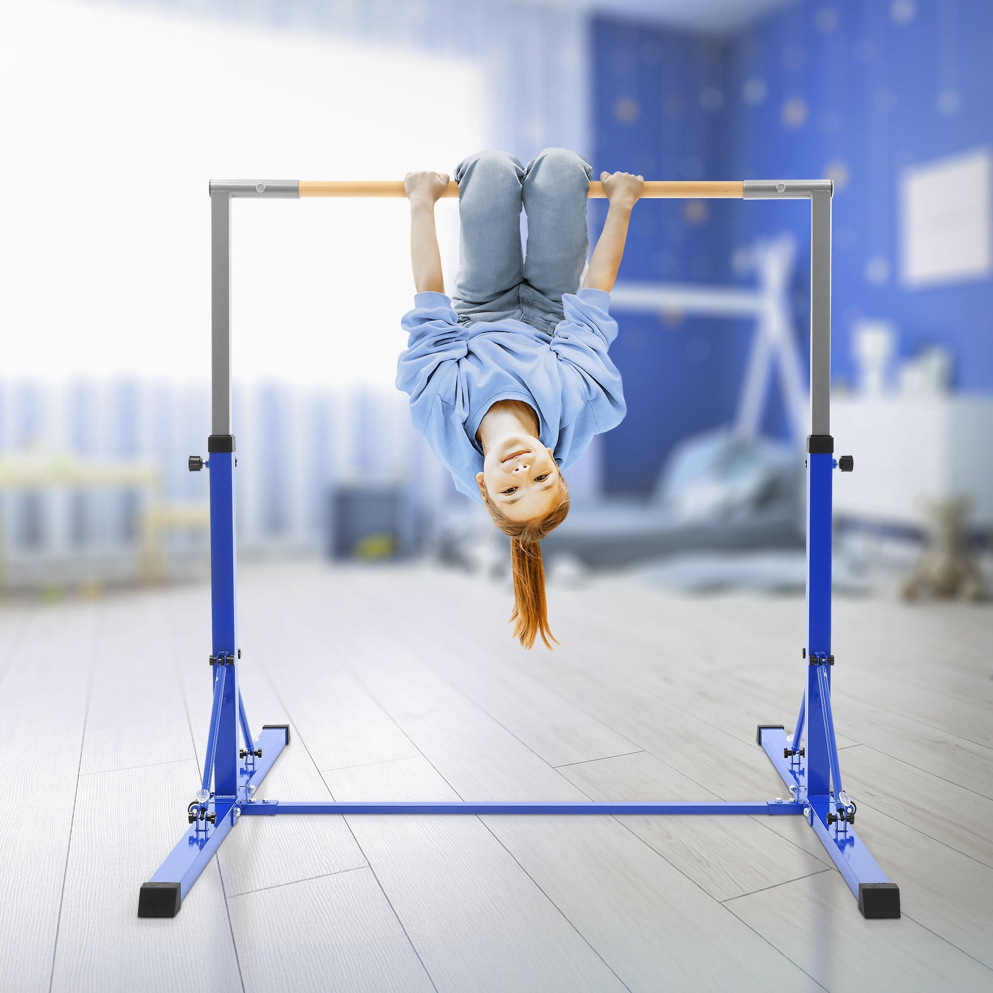ECD Germany Kinder barre gymnastique bleue pliable 95-150 cm