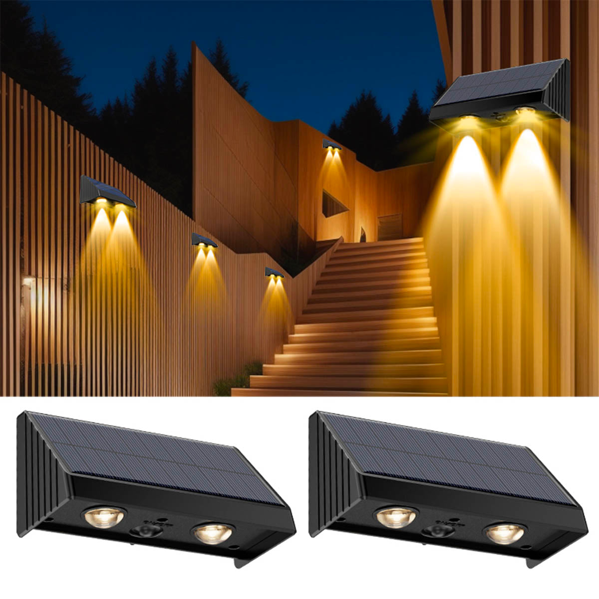 Red Deco Kyla lot 4 lampes murales solaires blanc chaud