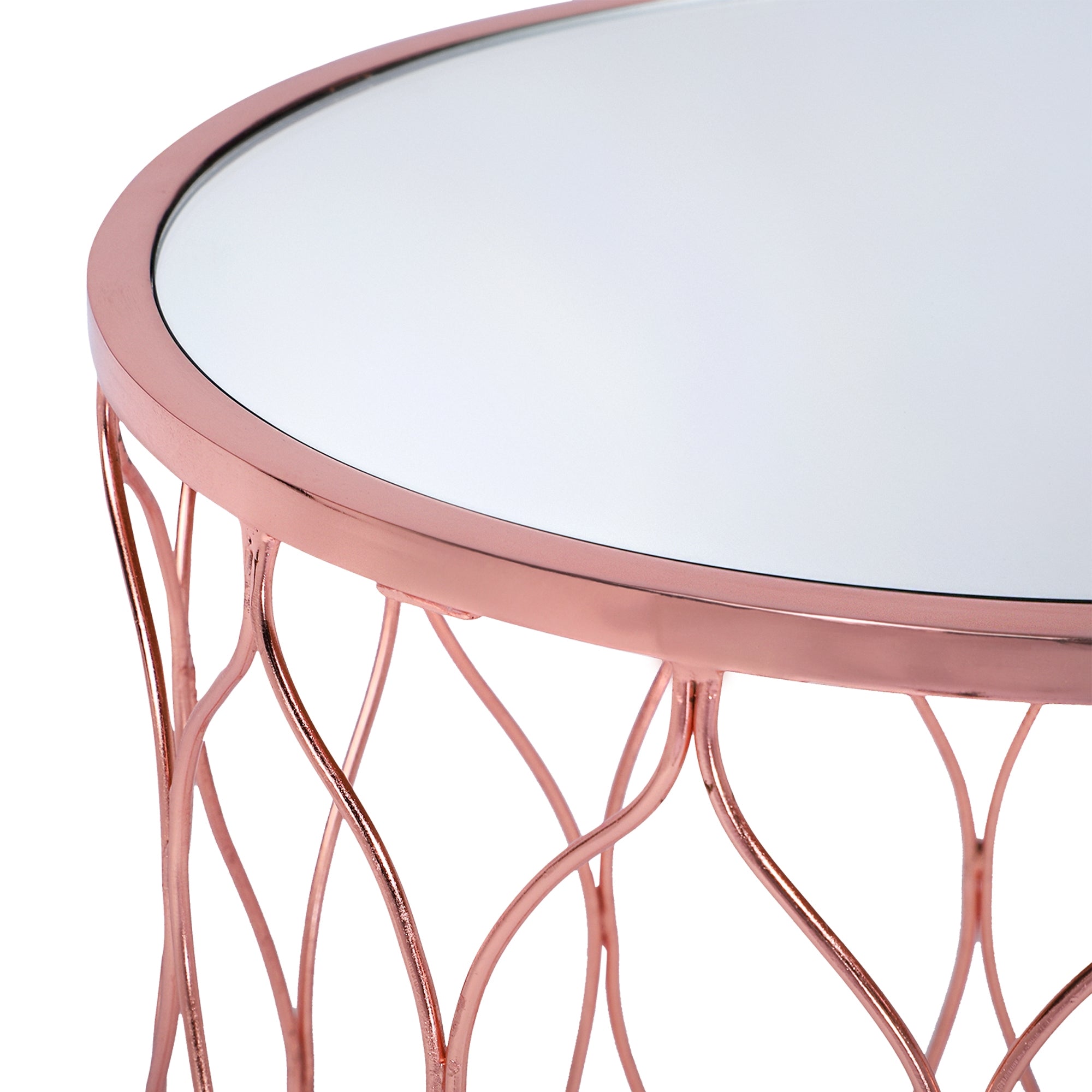 WOMO-Design Lot 2 tables d’appoint cuivre verre miroir