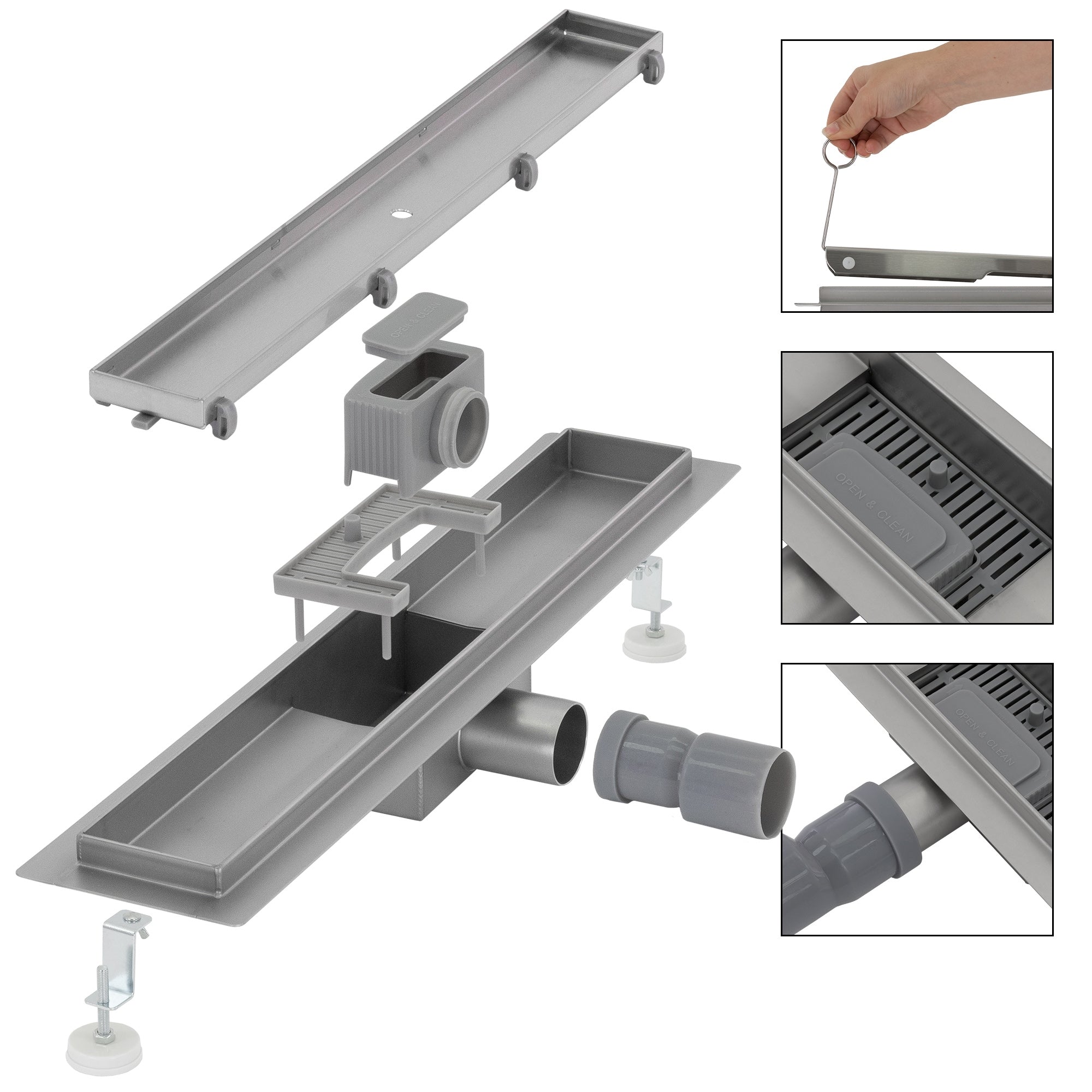 ECD Germany ML-Design Caniveau de Douche Inox 60 cm