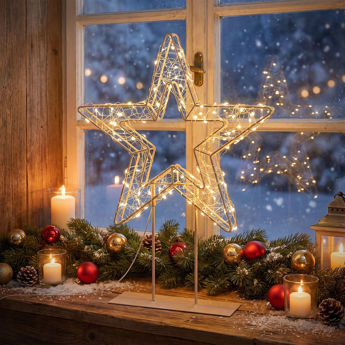 ECD Germany Étoile Noël LED 48,5cm blanc chaud sur socle