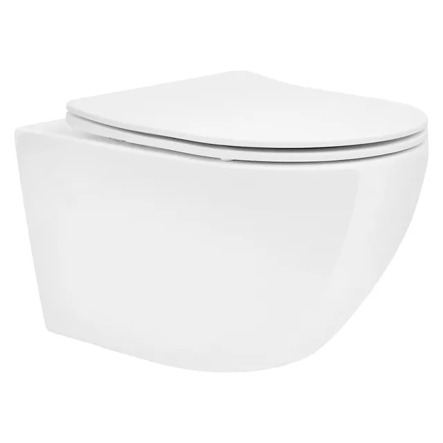 ECD Germany Sanitär WC suspendu sans bride 52 cm blanc brillant