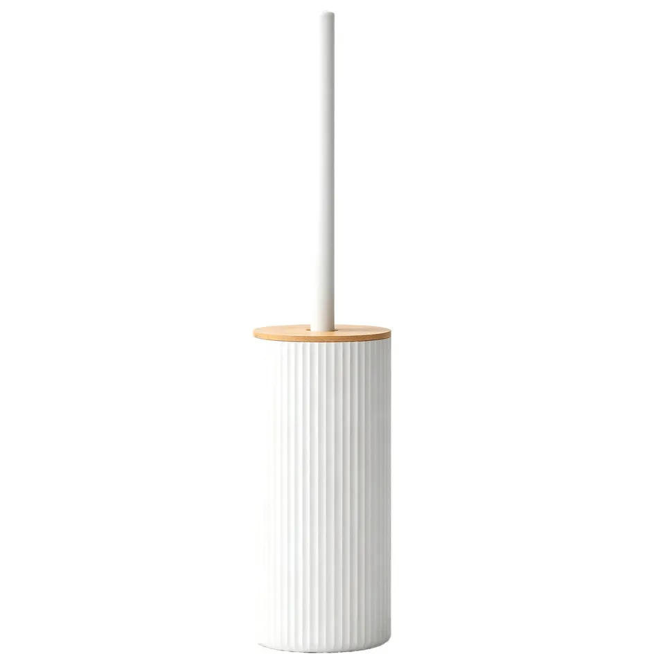 Red Deco LUND brosse WC blanche bambou support 39 cm