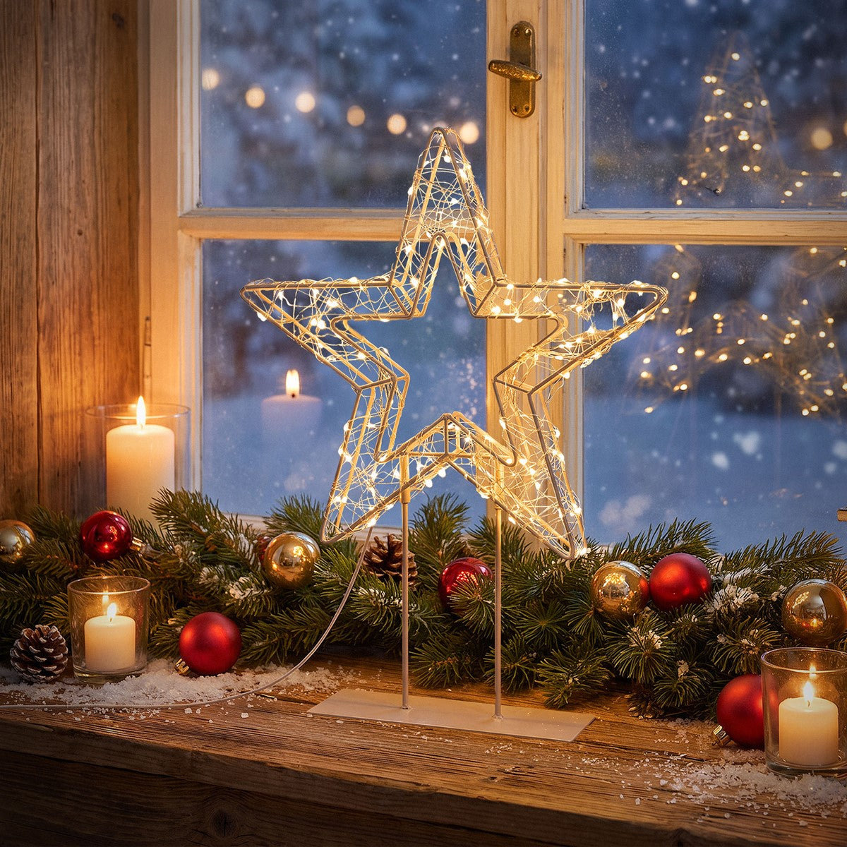 ECD Germany Haus & Wohnen étoile Noël LED 37 cm blanc chaud