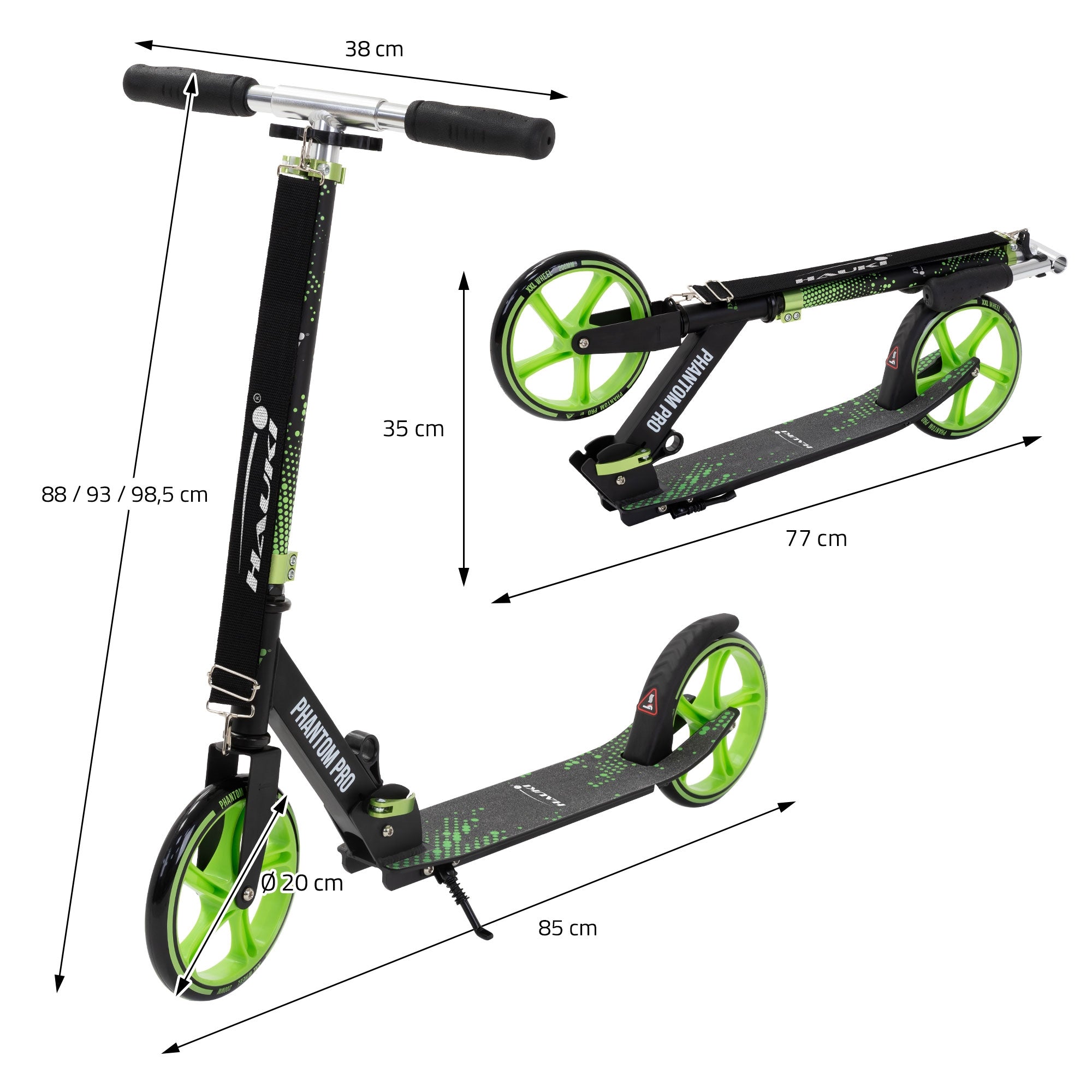 HAUKI Cityroller trottinette verte pliable roues 20 cm