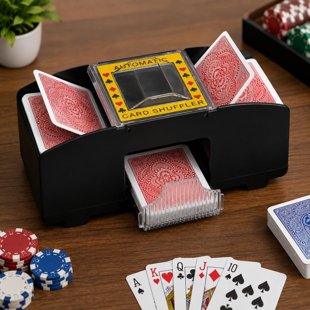 Shop-Story Mélangeur cartes automatique électrique 2 jeux noir