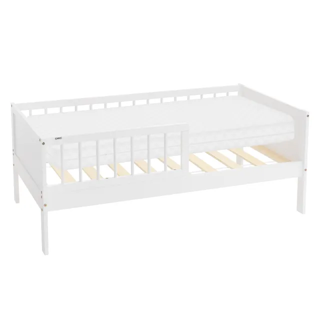 ML-Design Lit enfant 70x140 blanc pin + matelas + barrière
