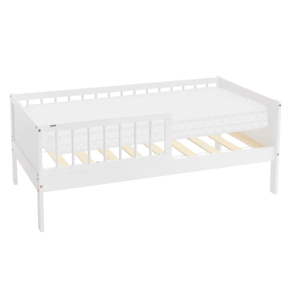 ML-Design Lit enfant 70x140 blanc pin + matelas + barrière