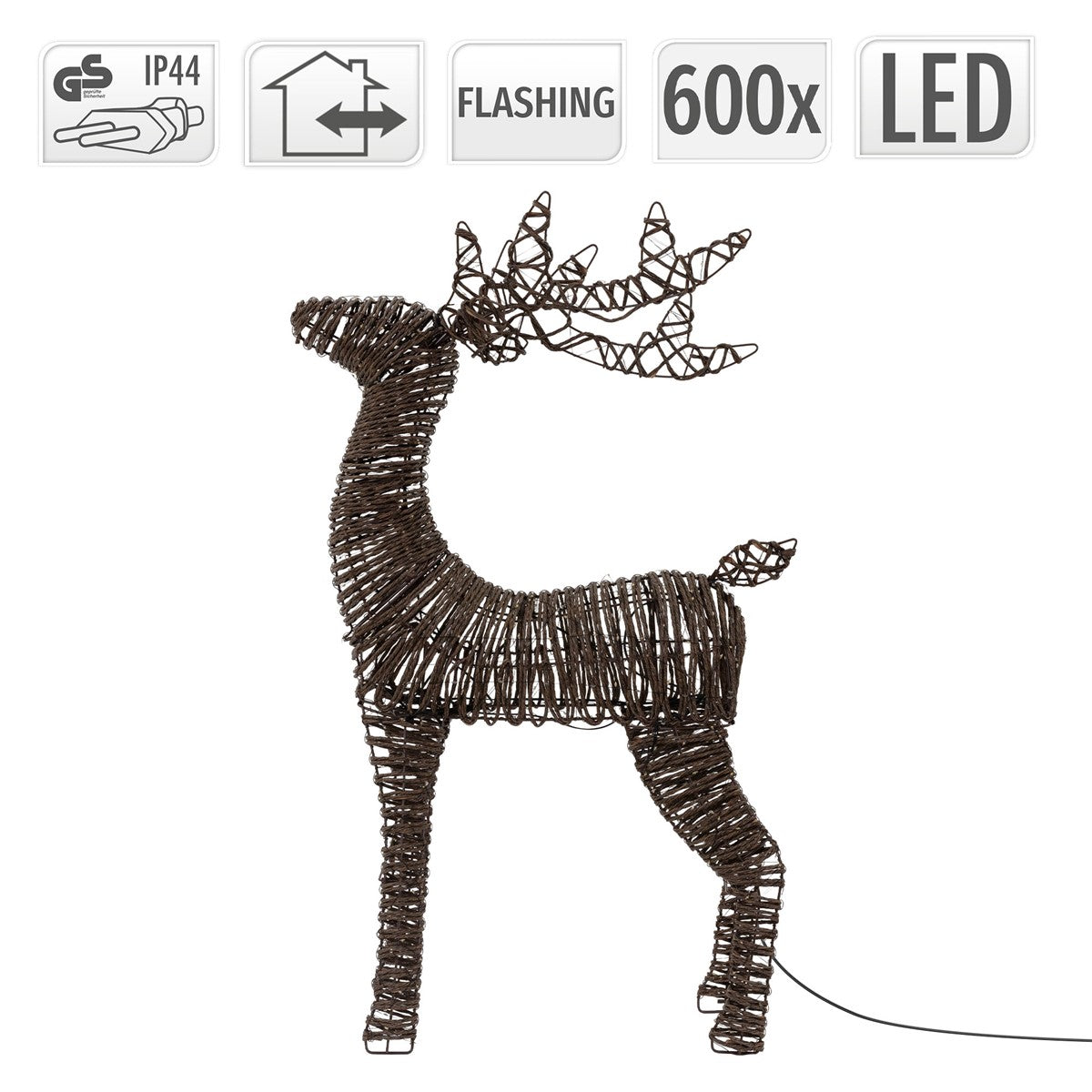 ECD Germany renne lumineux LED 95 cm 600 LED blanc chaud