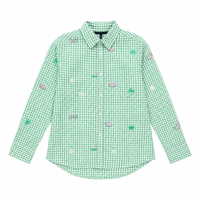 Stokomani Mode chemise broderies vert 32-42
