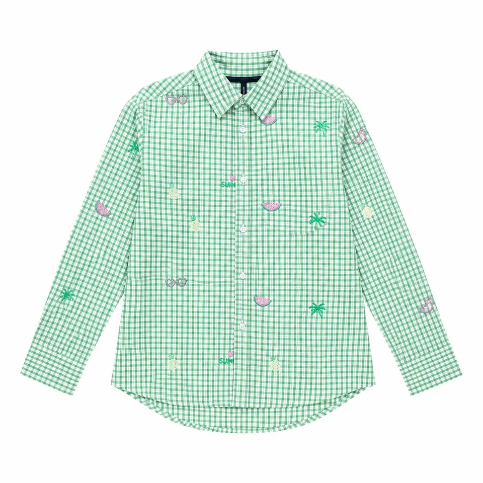 Stokomani Mode chemise broderies vert 32-42