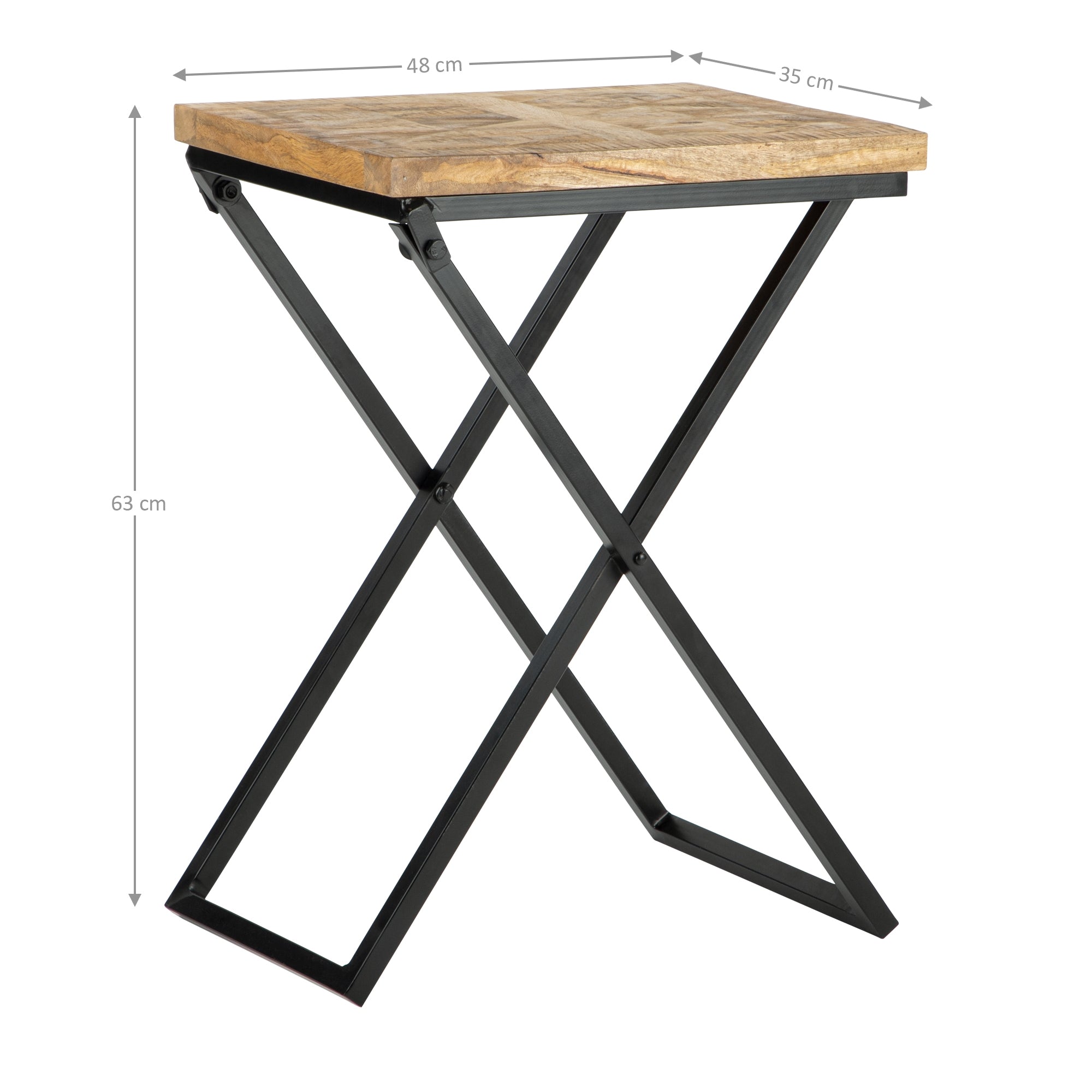 ECD Germany Möbel table d'appoint noire 48x35x63 manguier