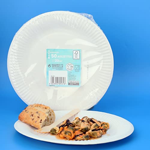 Leader Price Assiettes carton 23 cm x50 jetables rondes