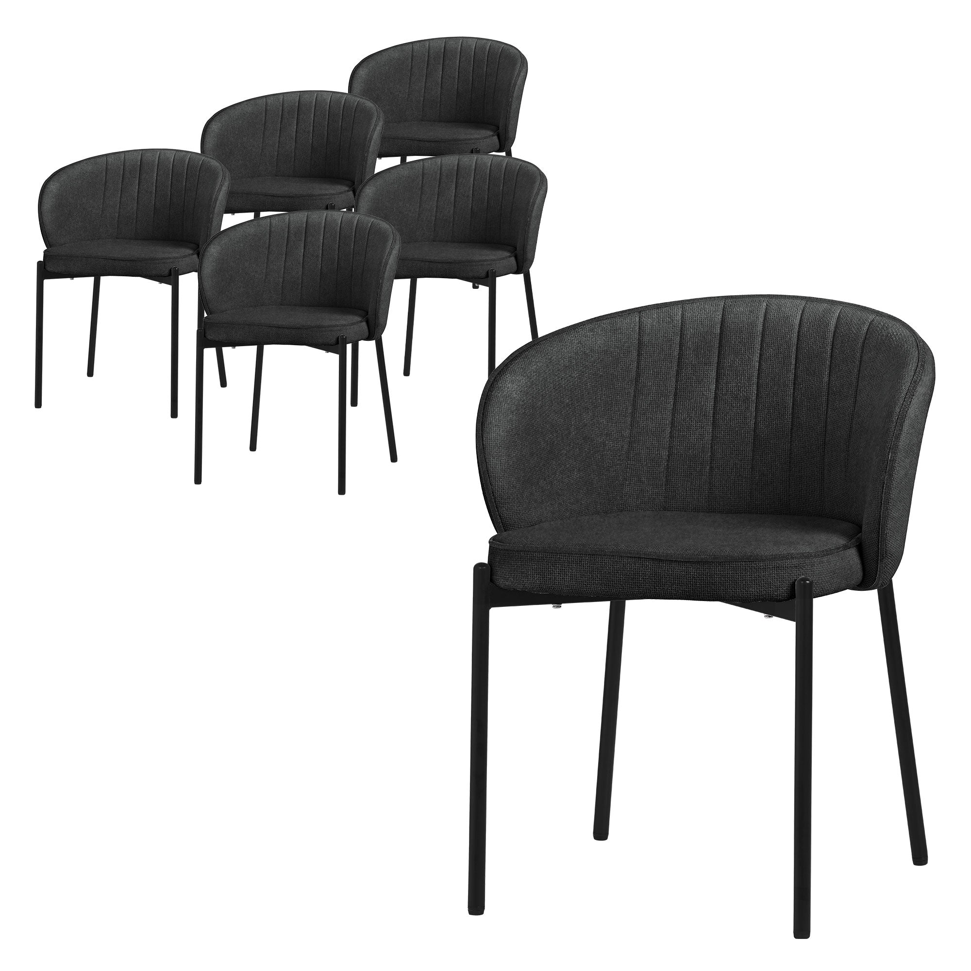 ECD Germany ML-Design lot 2 chaises tissu anthracite 60 cm