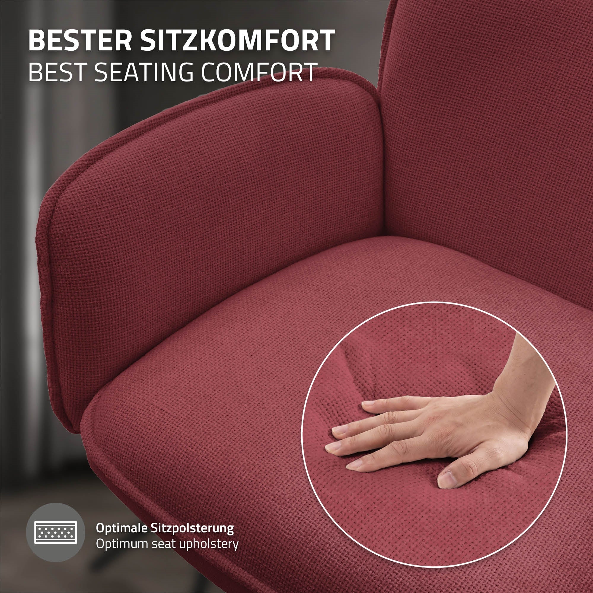 ECD Germany chaise salle à manger rouge pivotante lot 6