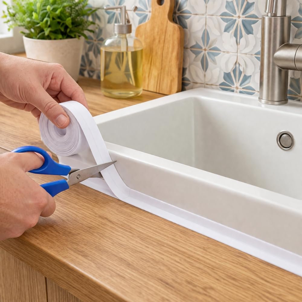 GEKO Bande d'étanchéité blanche 22 mm x 2,4 m baignoire
