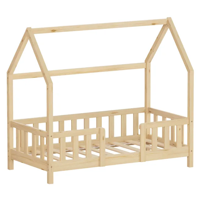 ML-Design Hausbett lit cabane bois naturel 70x140 cm