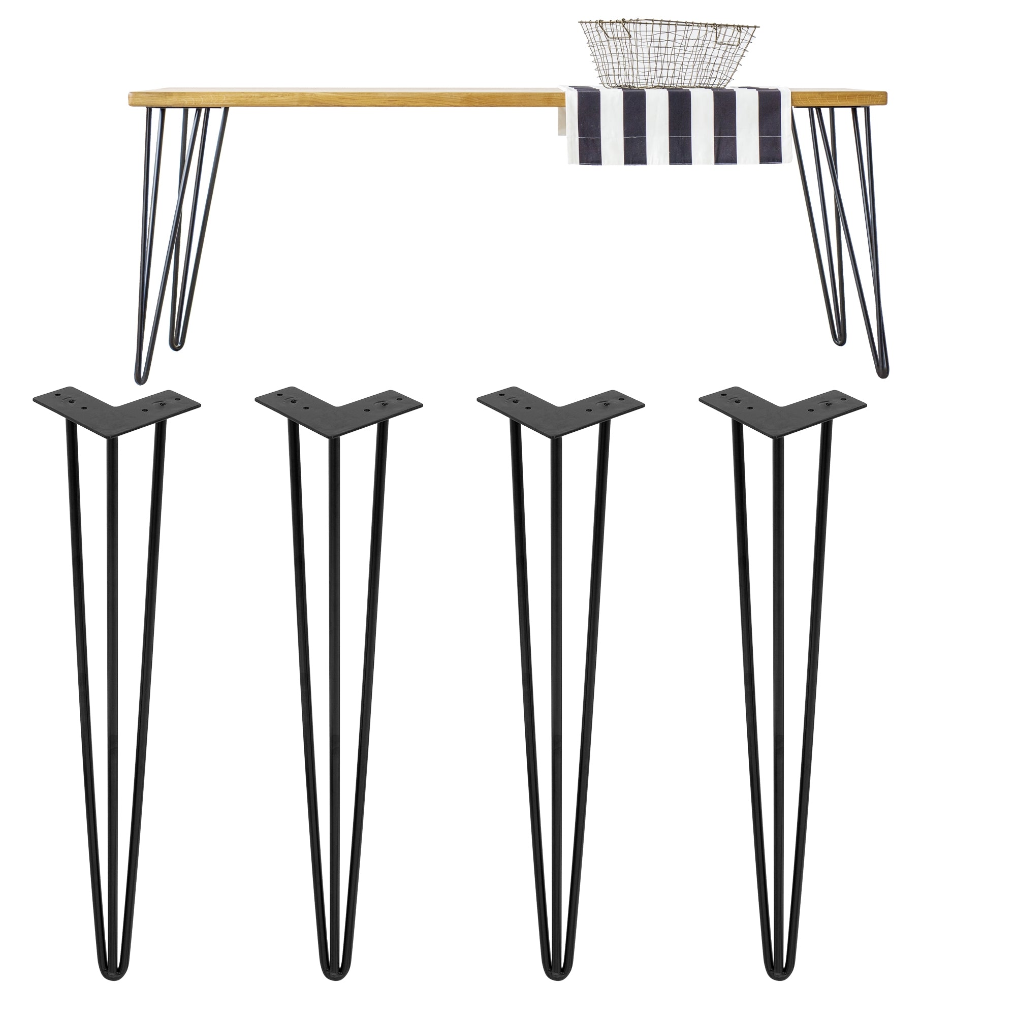 ECD Germany Möbel ML-Design pieds de table noir 71 cm acier