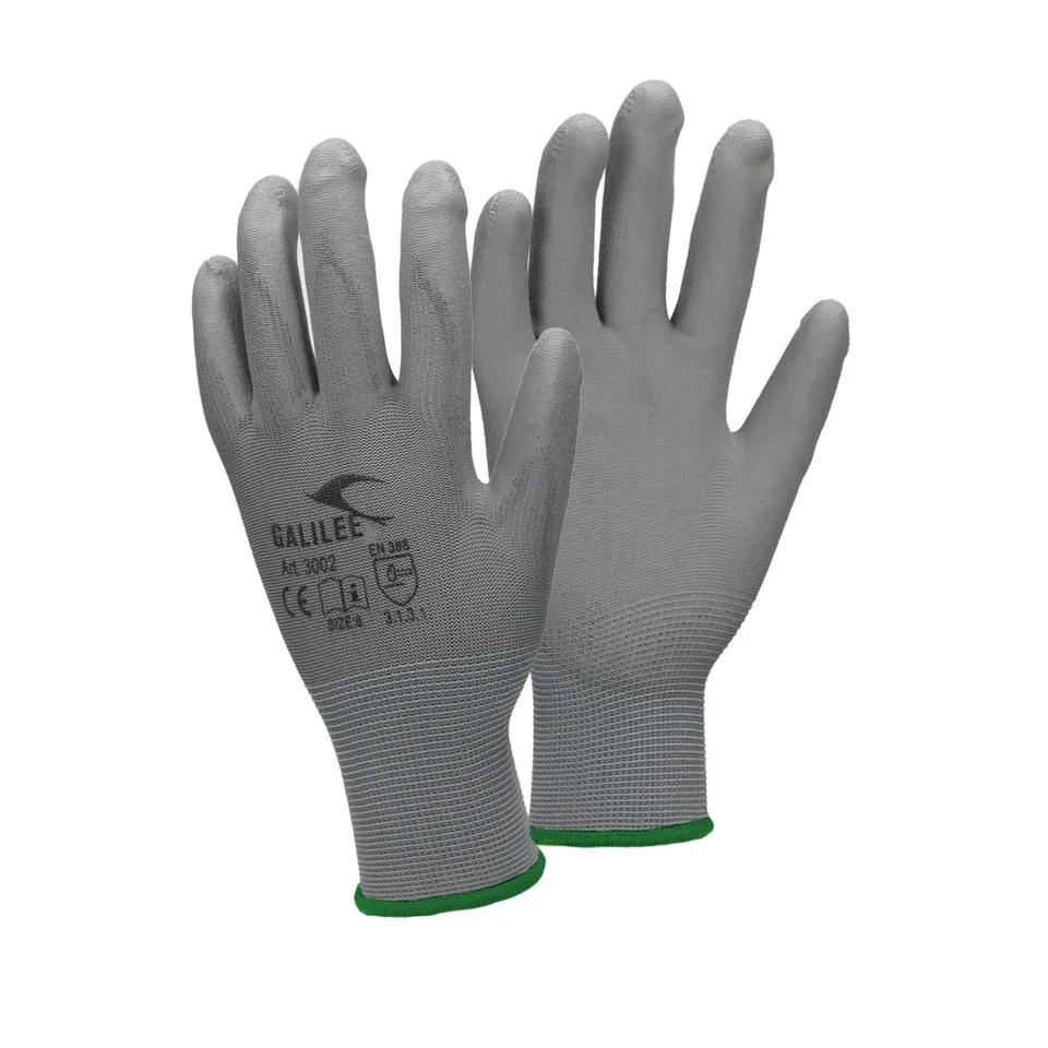 ECD Germany Werkstatt gants de travail PU gris XXL lot 48 paires