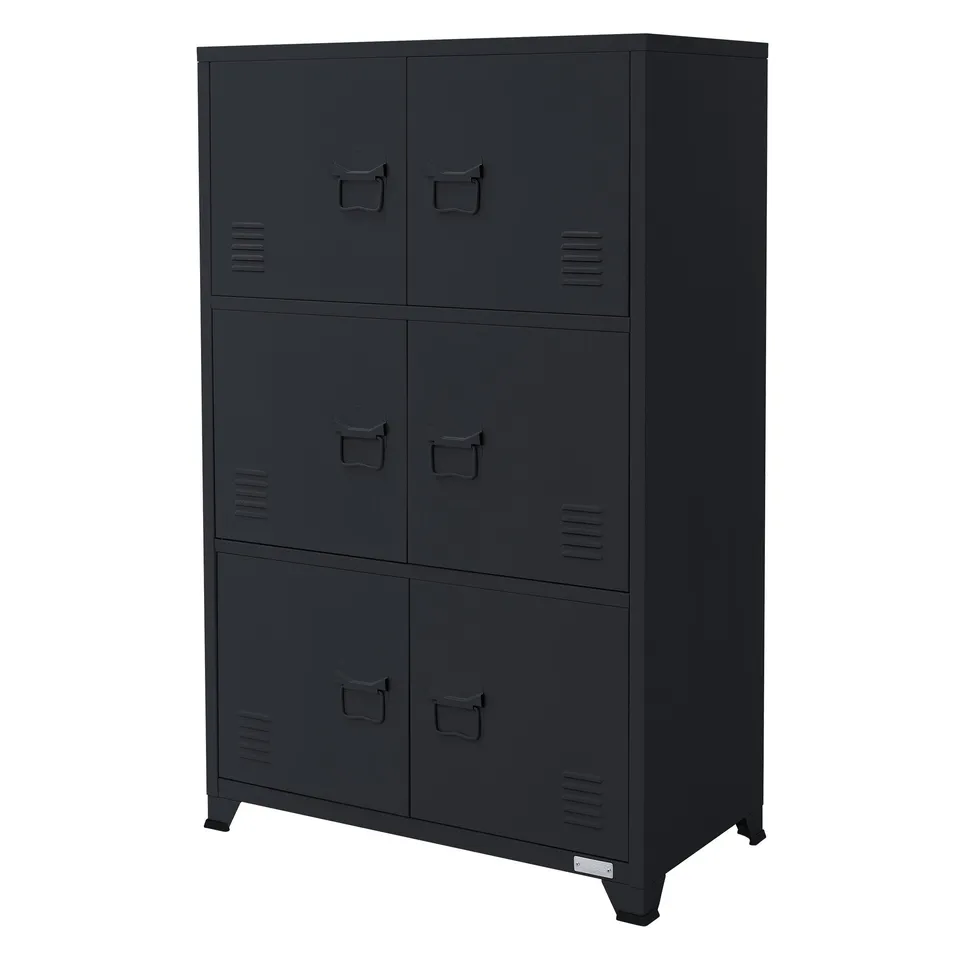 ECD Germany armoire bureau anthracite 75x40x120 cm acier 3 cases