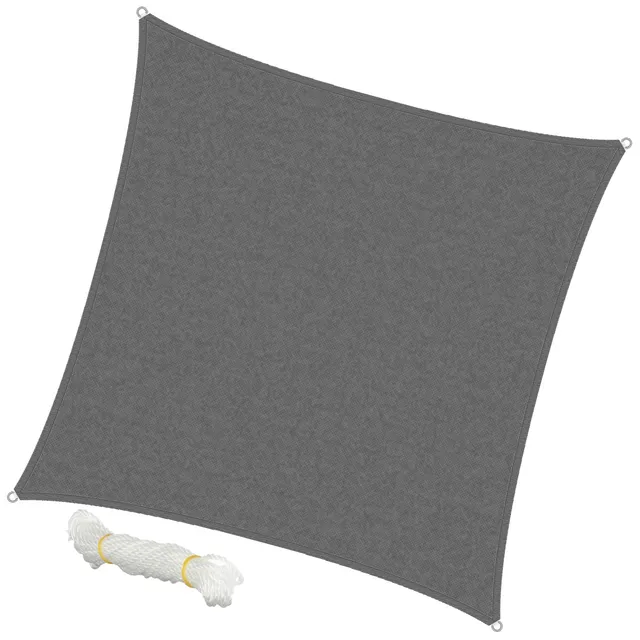 ECD Germany voile d'ombrage carré 5x5 m gris HDPE anti-UV