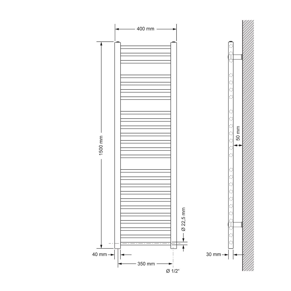 ECD Germany radiateur salle de bain blanc 400x1500 1200W