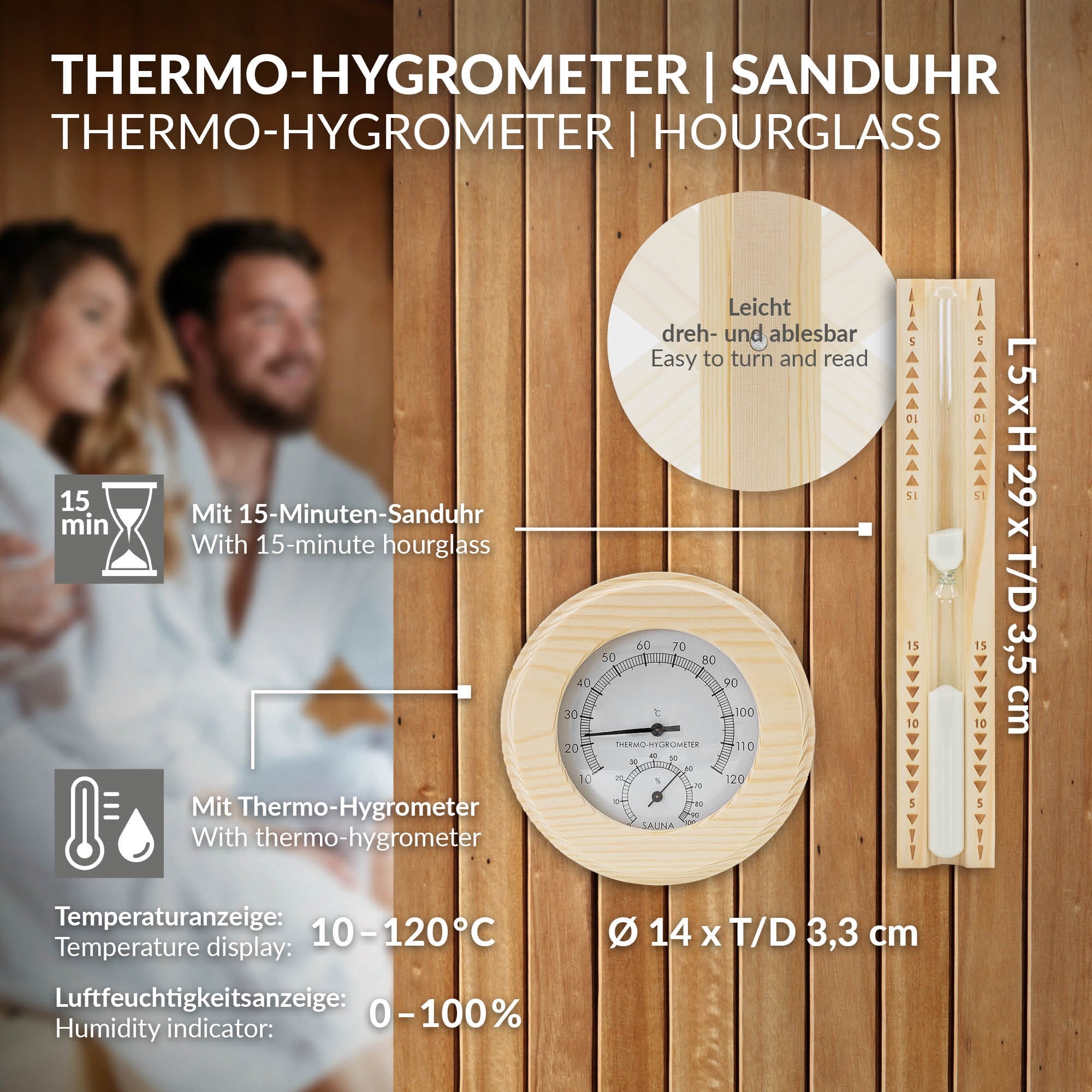 ECD Germany LuxeBath kit sauna 4 pièces pin seau 4L