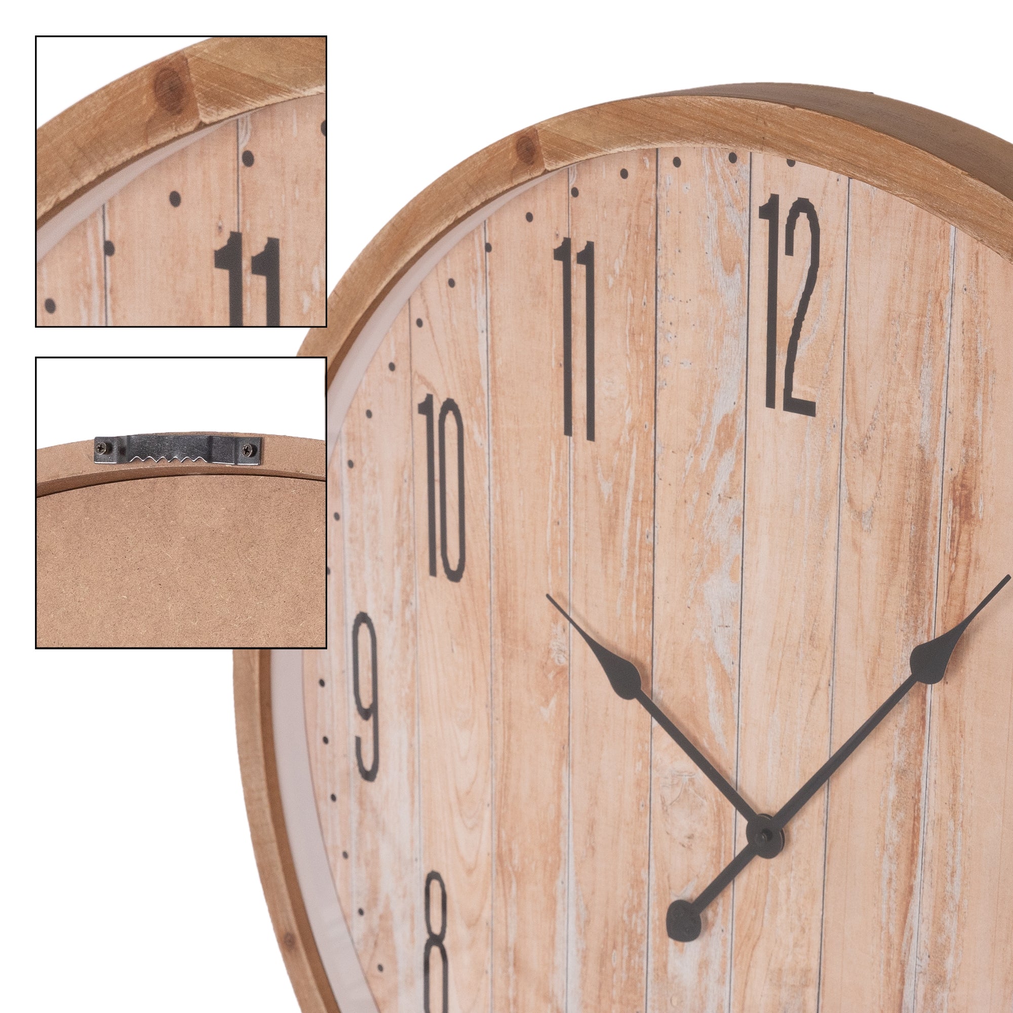 ECD Germany horloge murale bois 76 cm chiffres arabes