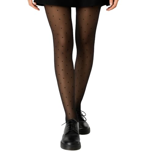 Shop-Story Collants Thermiques Polaire Pois Noir 34-40