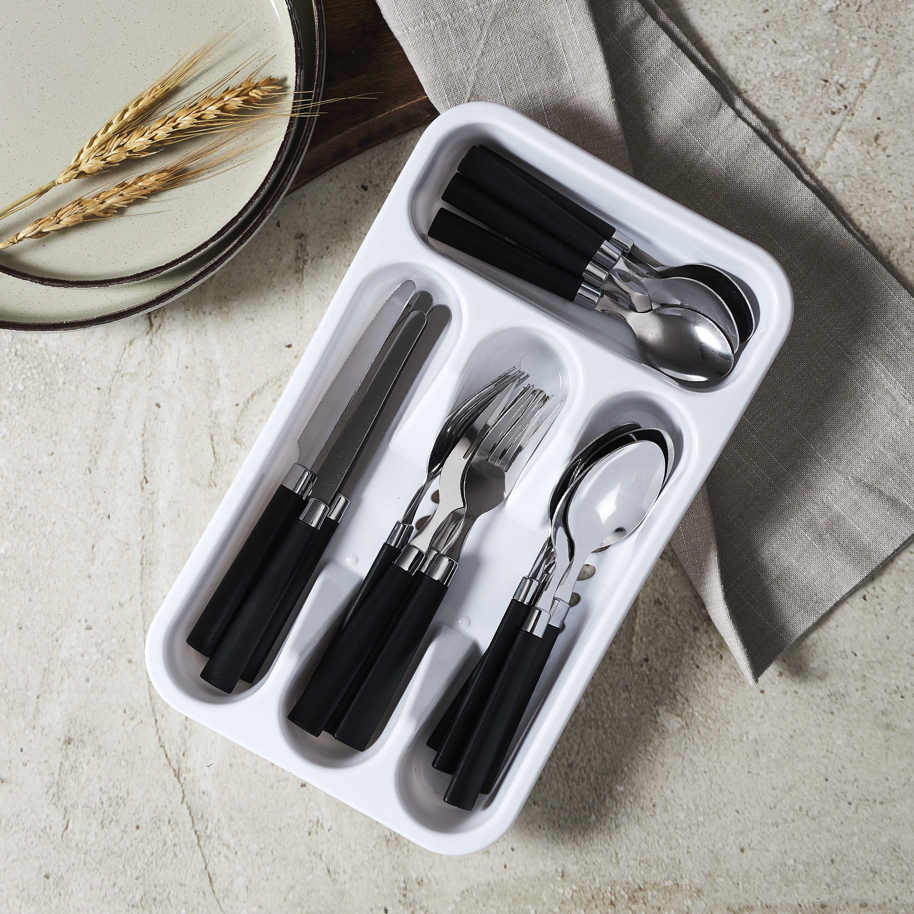 Stokomani Maison range-couverts 16 pièces noir tiroir