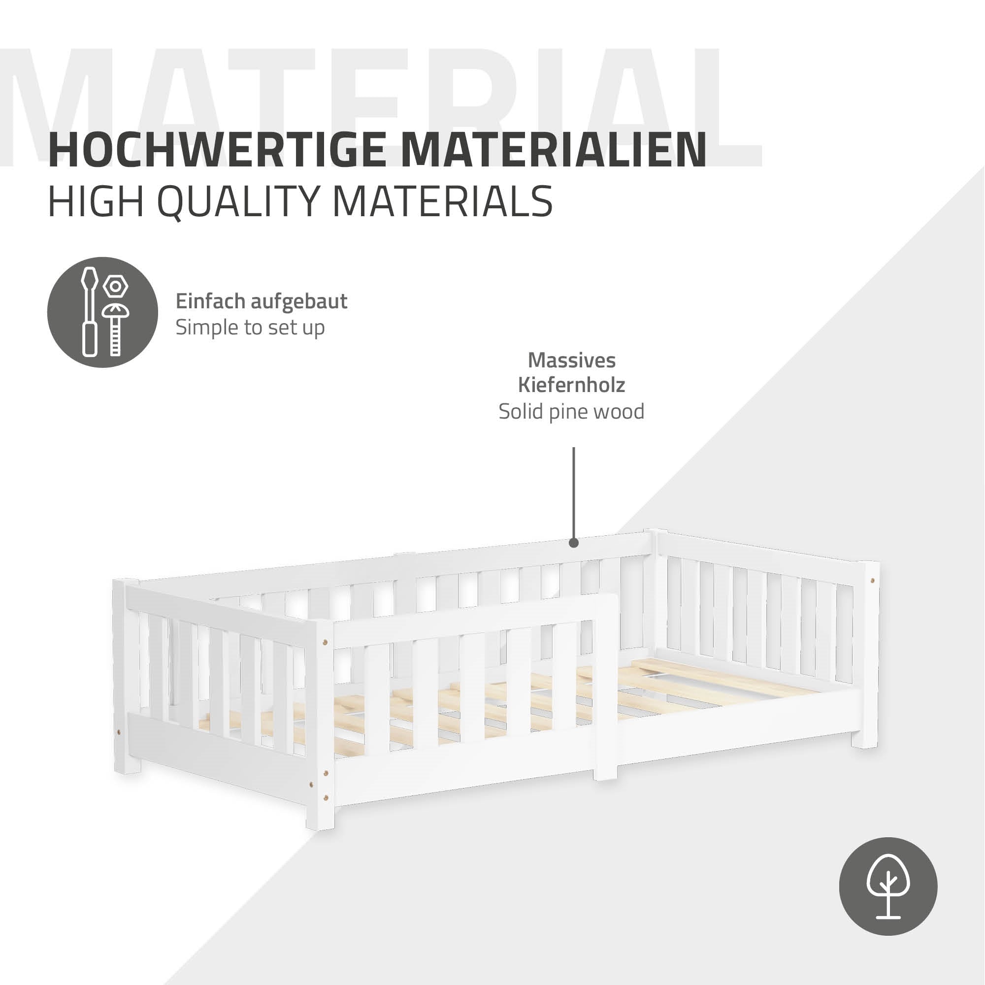 ECD Germany Kinder Lit enfant 70x140 blanc avec matelas