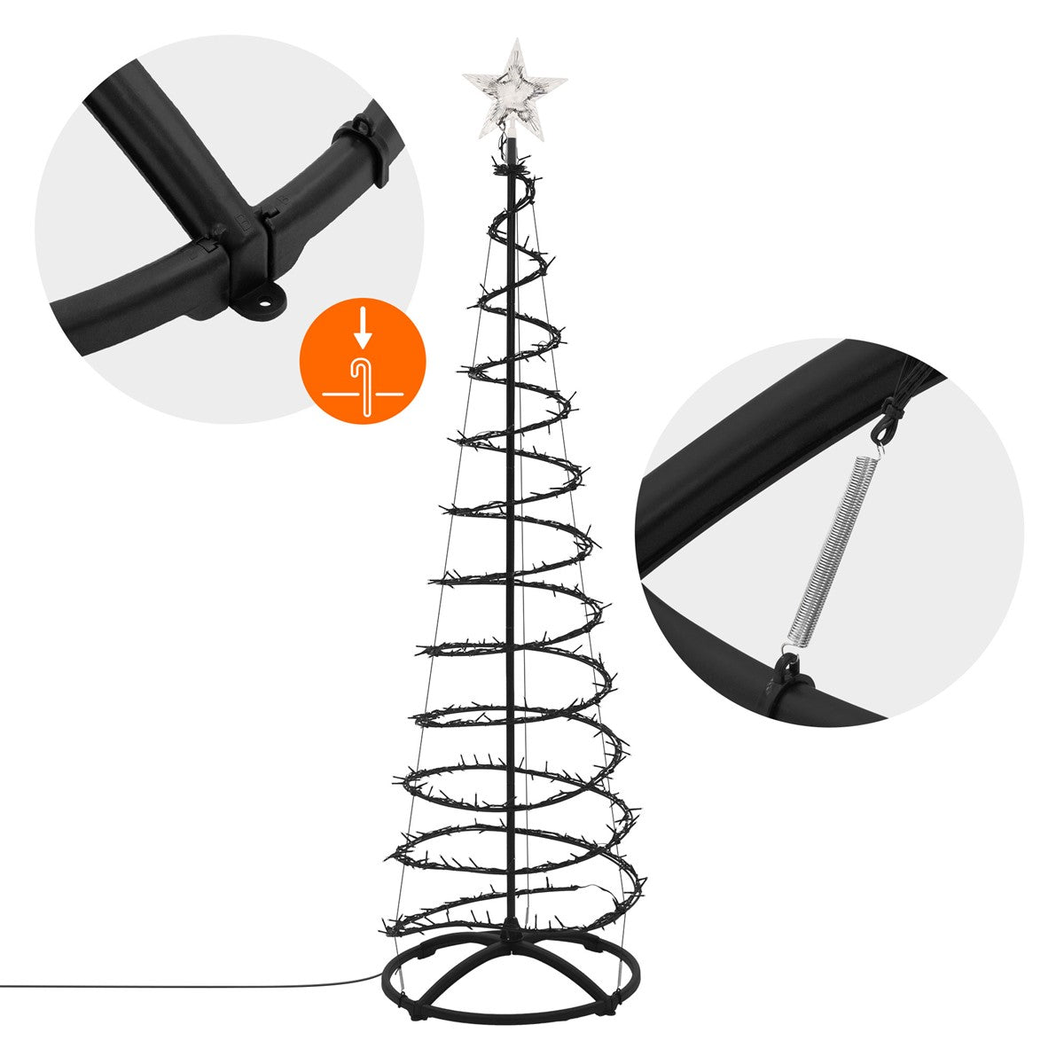 ECD Germany sapin LED blanc chaud 180 cm + étoile timer